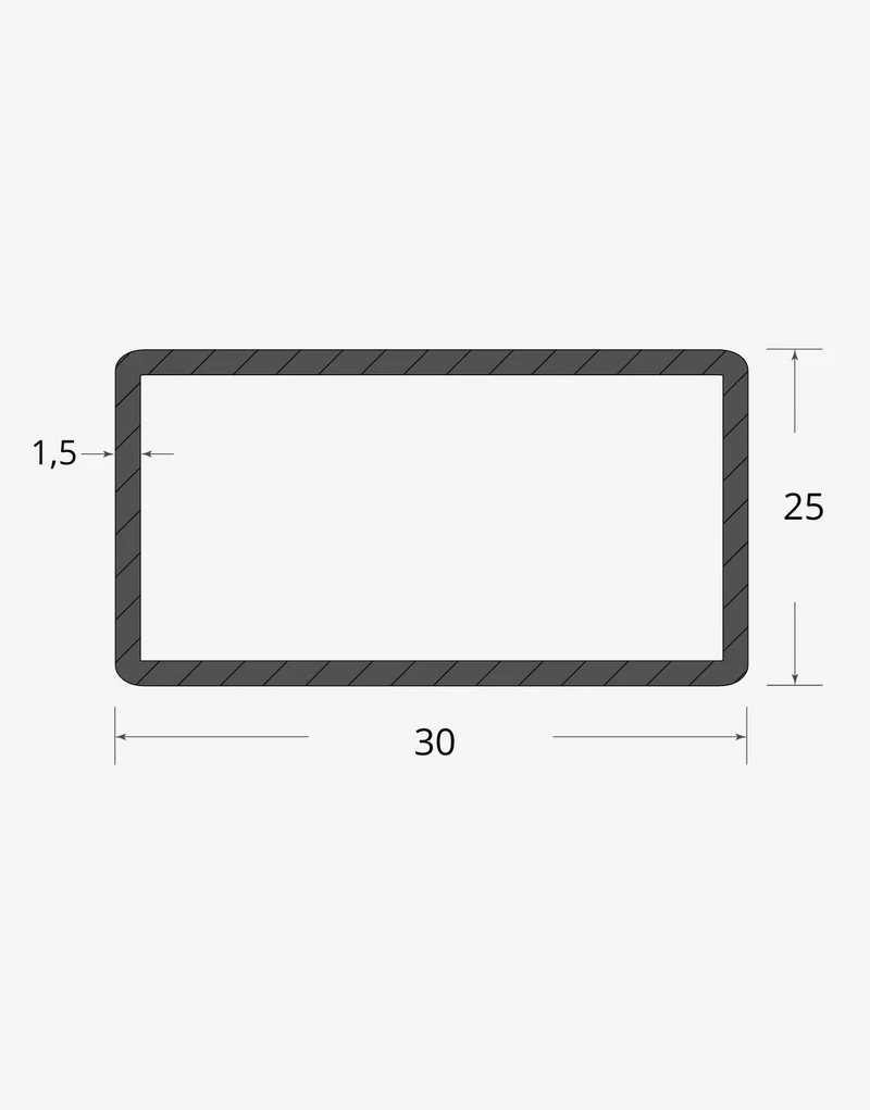 Tubolare rettangolare saldato 30x25 - 1,5mm