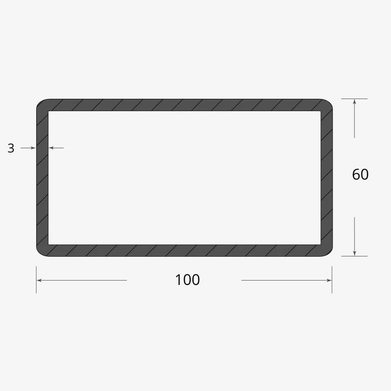 Tubolare rettangolare saldato 100x60 - 3mm