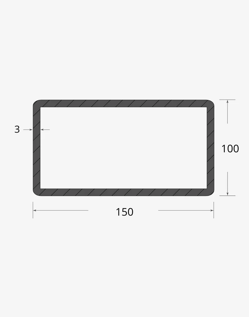 Tubolare rettangolare saldato 150x100 - 3mm