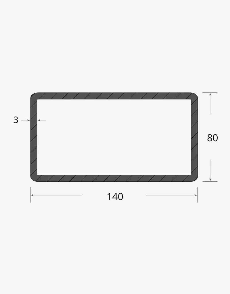 Tubolare rettangolare saldato 140x80 - 3mm