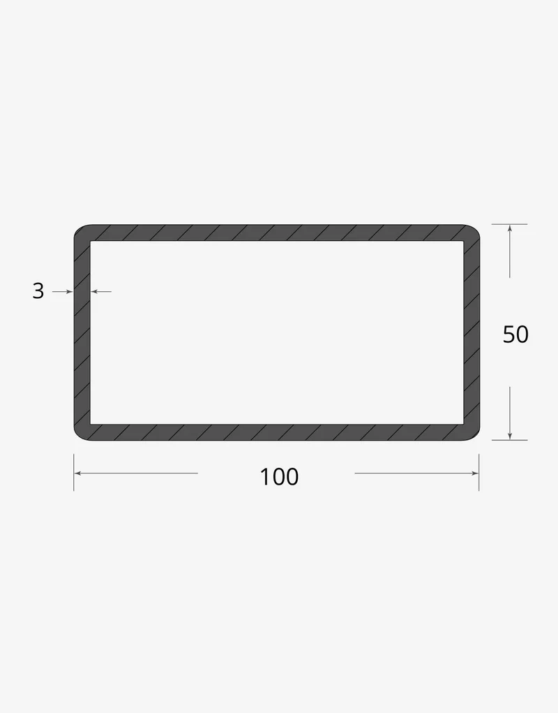 Tubolare rettangolare saldato 100x50 - 3mm