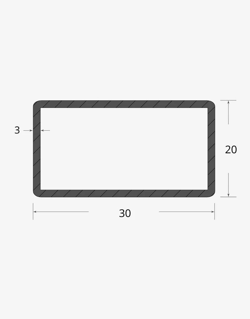 Tubolare rettangolare saldato 30x20 - 3mm