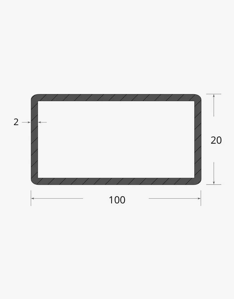 Tubolare rettangolare saldato 100x20 - 2mm
