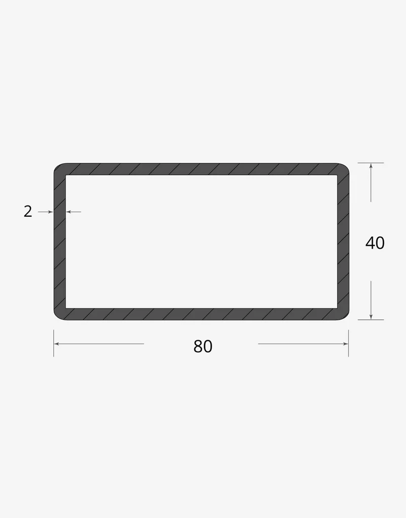 Tubolare rettangolare saldato 80x40 - 2mm