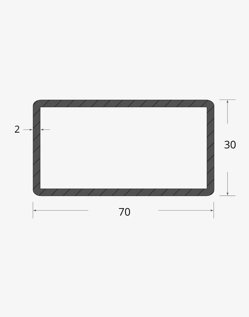 Tubolare rettangolare saldato 70x30 - 2mm