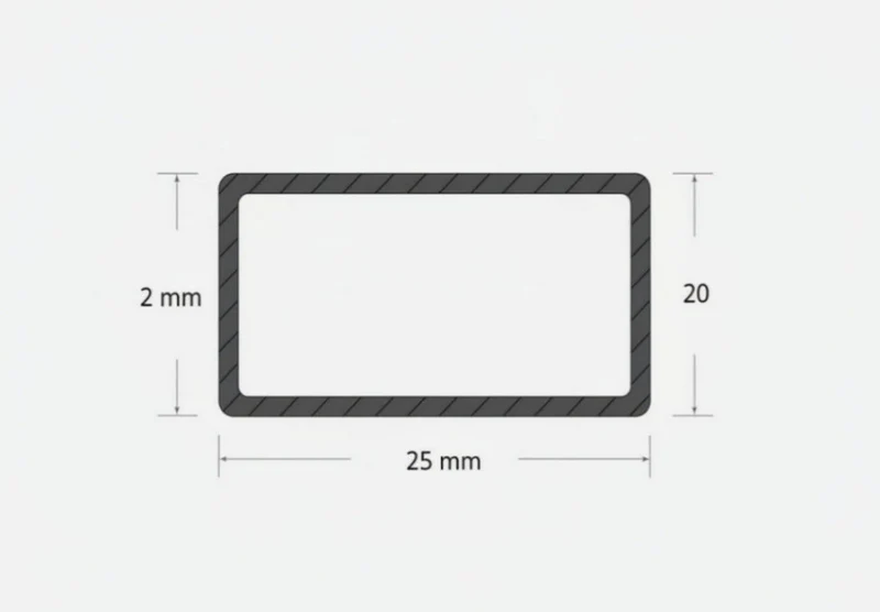 Tubolare rettangolare saldato 25x20 - 2mm
