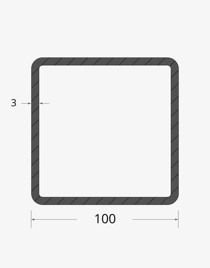 Tubolare quadro saldato zinc. 100x100 - 3mm