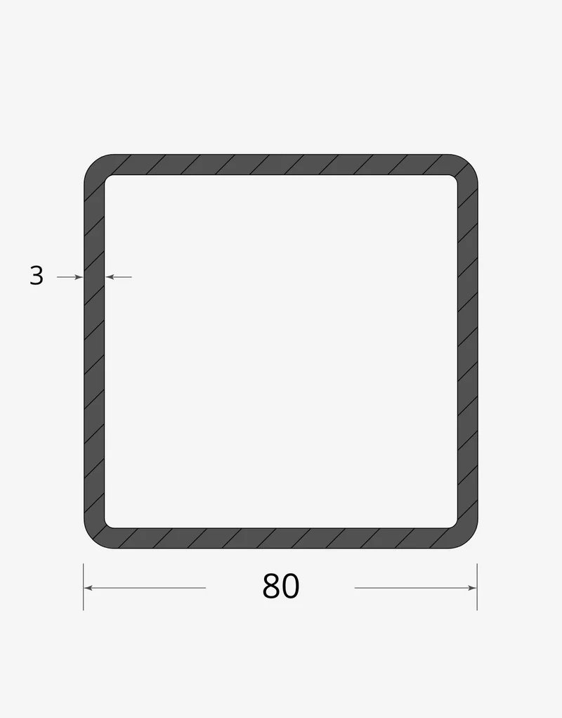 Tubolare quadro saldato zinc. 80x80 - 3mm