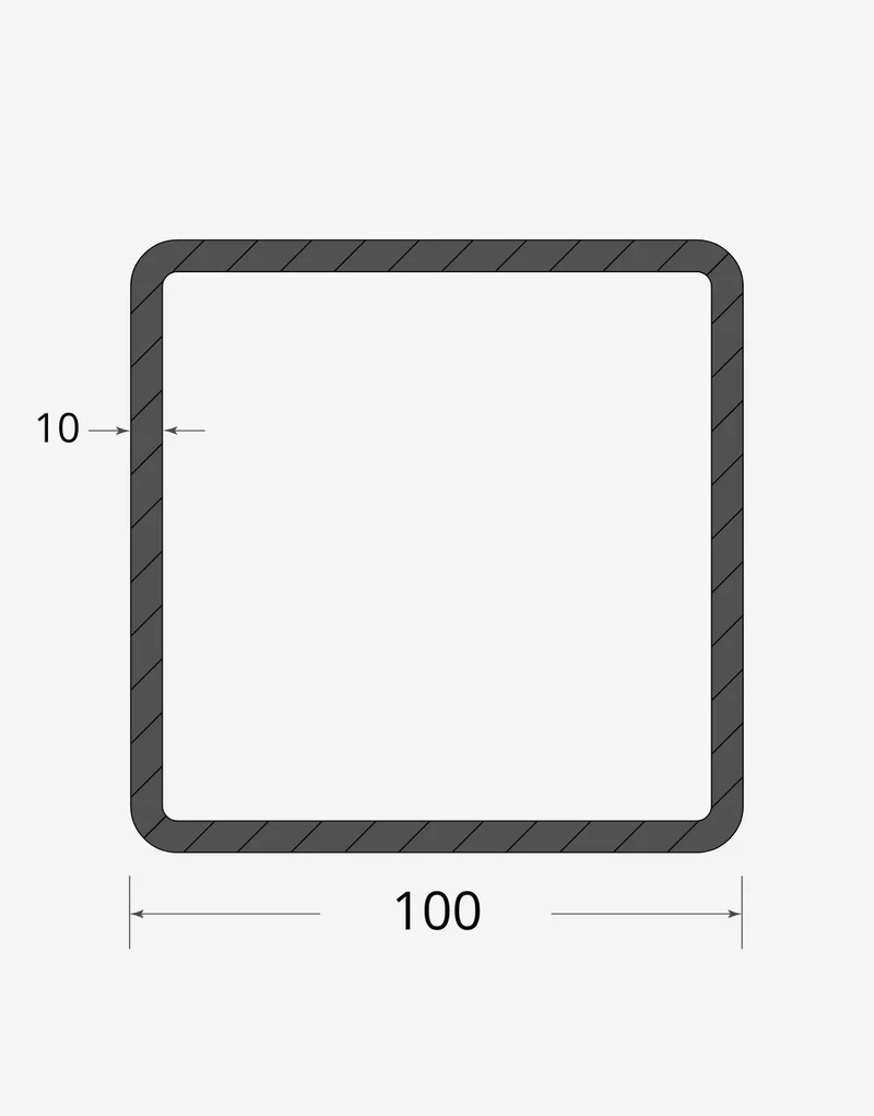 Tubolare quadro saldato 100x100 - 10mm