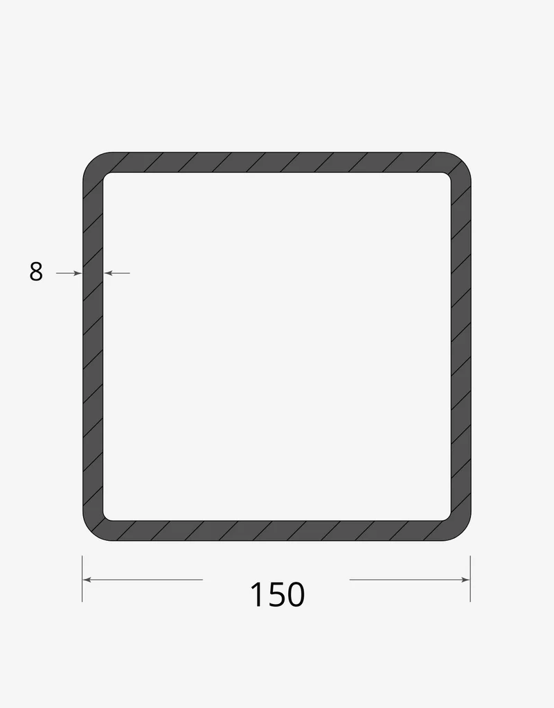 Tubolare quadro saldato 150x150 - 8mm