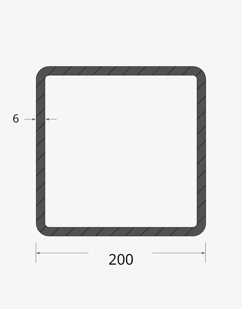 Tubolare quadro saldato 200x200 - 6mm