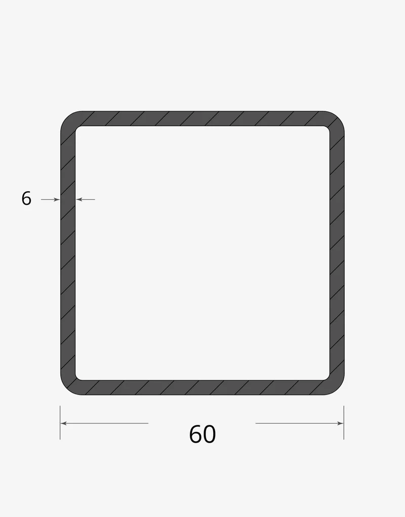 Tubolare quadro saldato 60x60 - 6mm