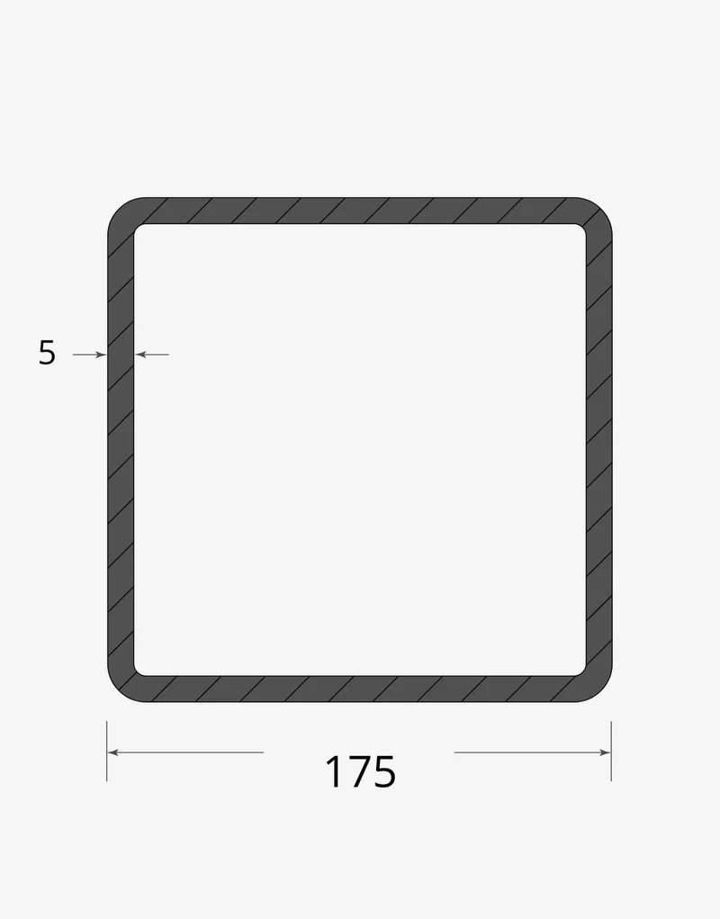 Tubolare quadro saldato 175x175 - 5mm