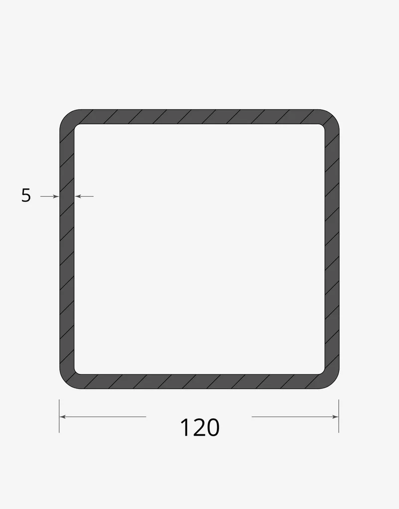 Tubolare quadro saldato 120x120 - 5mm