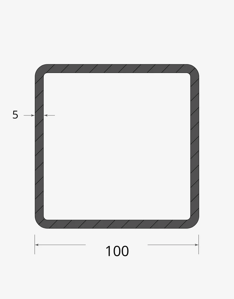 Tubolare quadro saldato 100x100 - 5mm