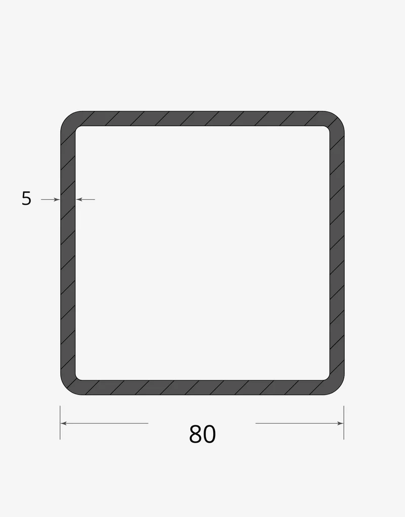 Tubolare quadro saldato 80x80 - 5mm