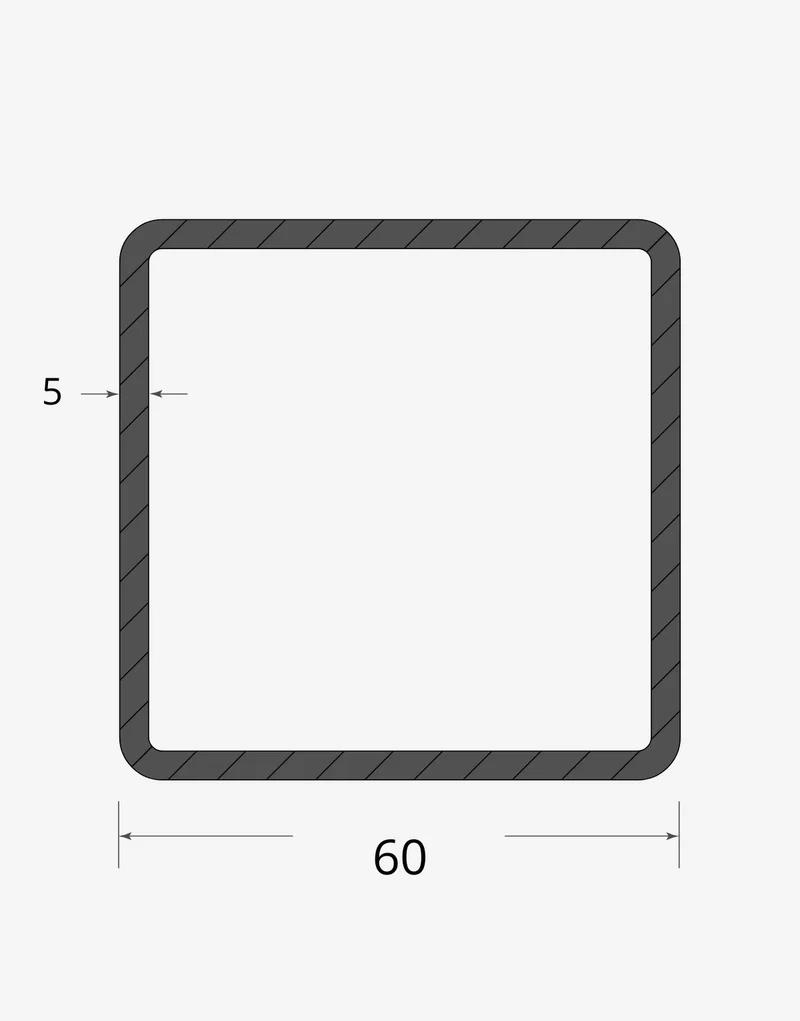 Tubolare quadro saldato 60x60 - 5mm