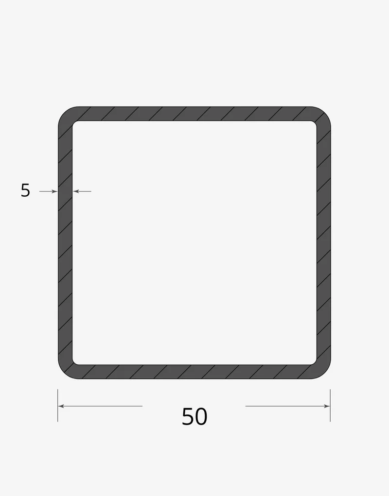 Tubolare quadro saldato 50x50 - 5mm