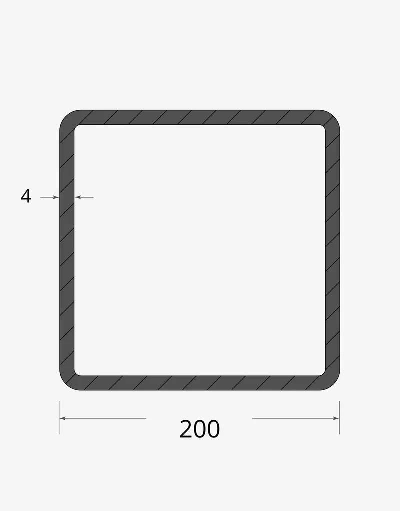 Tubolare quadro saldato 200x200 - 4mm