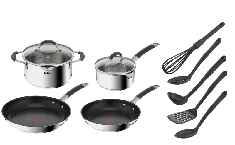 User manual and frequently asked questions Tefal Illico Induction Stainless Steel 4pc Set + Utensils