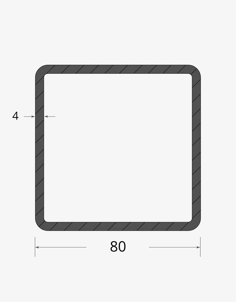 Tubolare quadro saldato 80x80 - 4mm