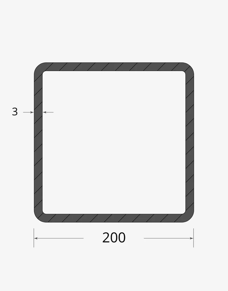 Tubolare quadro saldato 200x200 - 3mm
