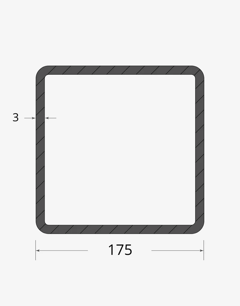 Tubolare quadro saldato 175x175 - 3mm