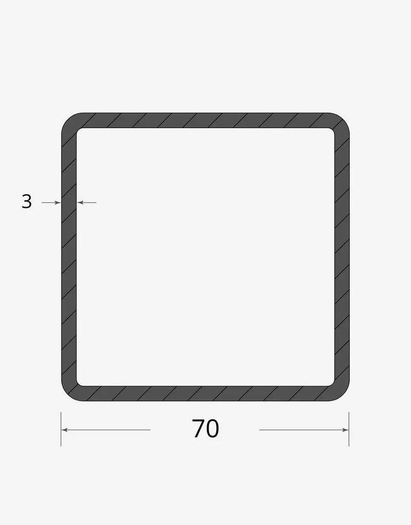 Tubolare quadro saldato 70x70 - 3mm