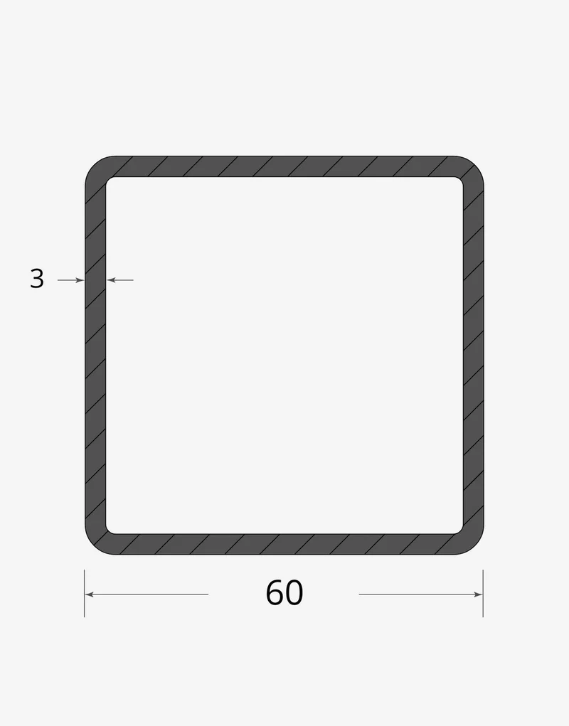 Tubolare quadro saldato 60x60 - 3mm