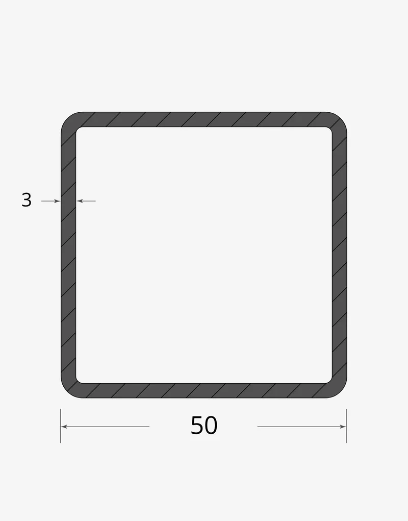 Tubolare quadro saldato 50x50 - 3mm