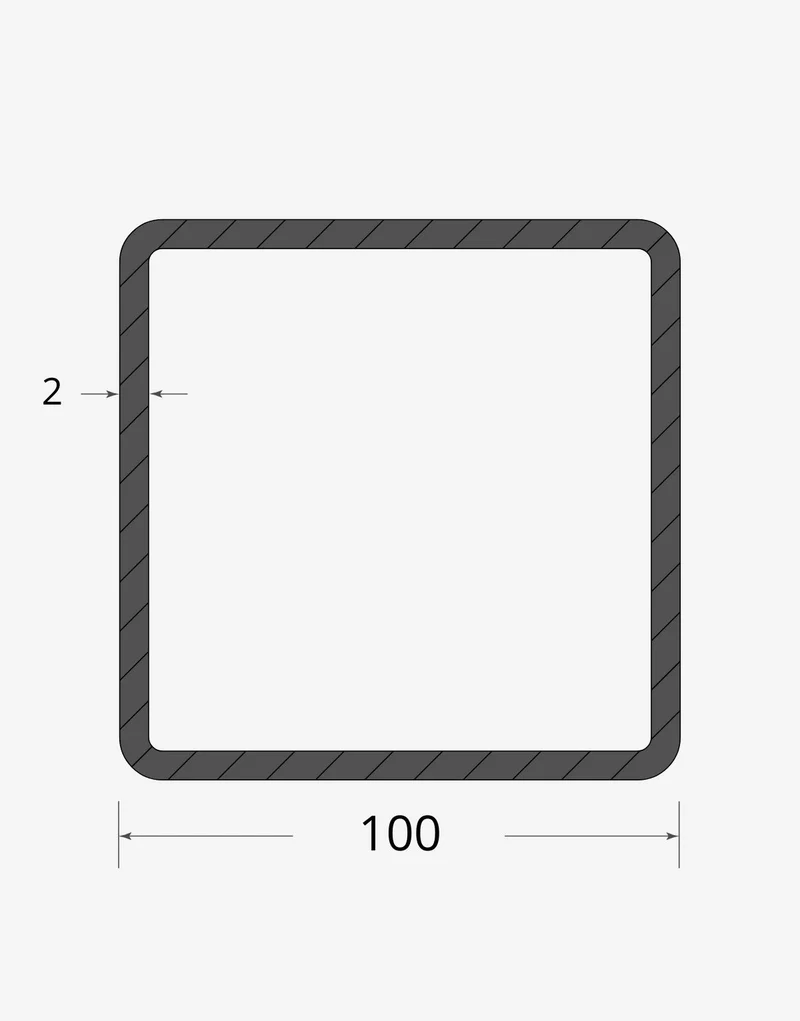 Tubolare quadro saldato 100x100 - 2mm