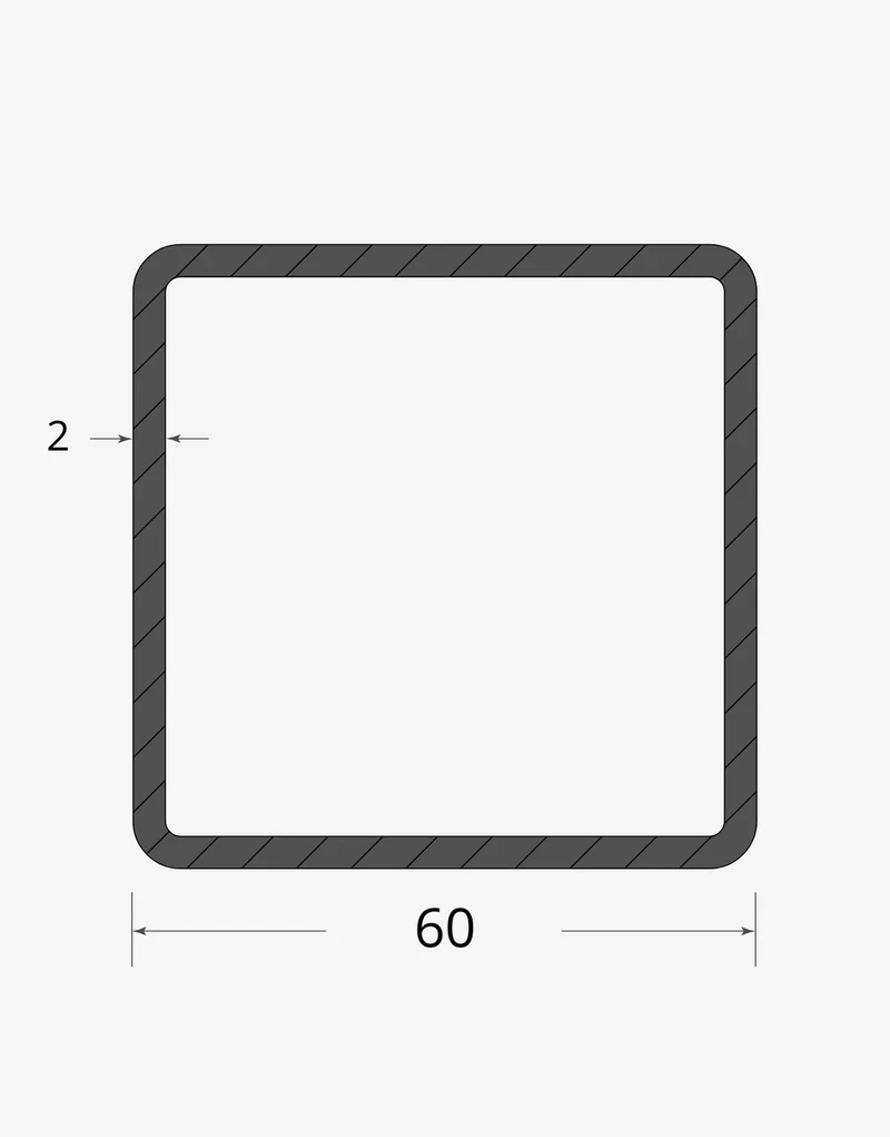 Tubolare quadro saldato 60x60 - 2mm