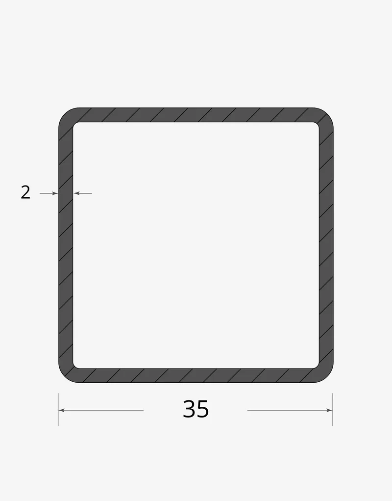 Tubolare quadro saldato 35x35 - 2mm