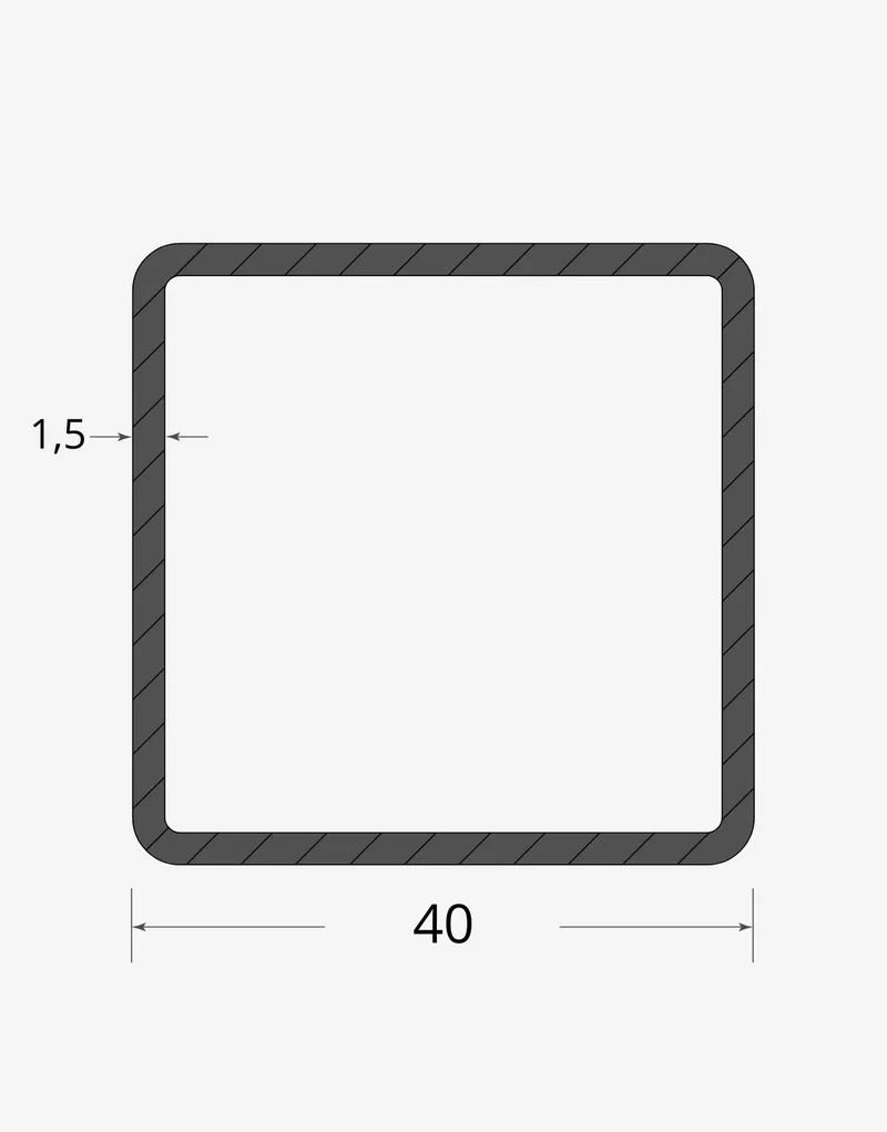 Tubolare quadro saldato 40x40 - 1,5mm