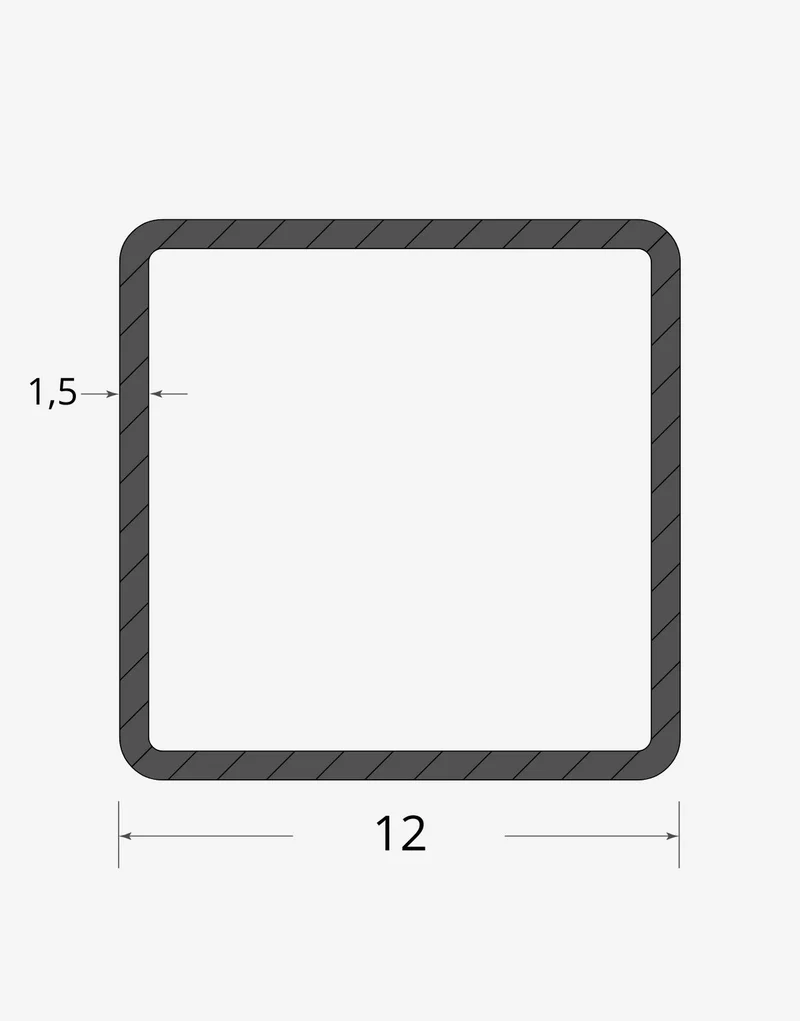 Tubolare quadro saldato 12x12 - 1,5mm