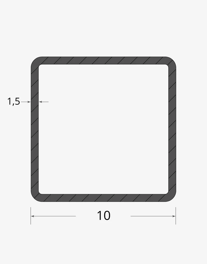 Tubolare quadro saldato 10x10 - 1,5mm
