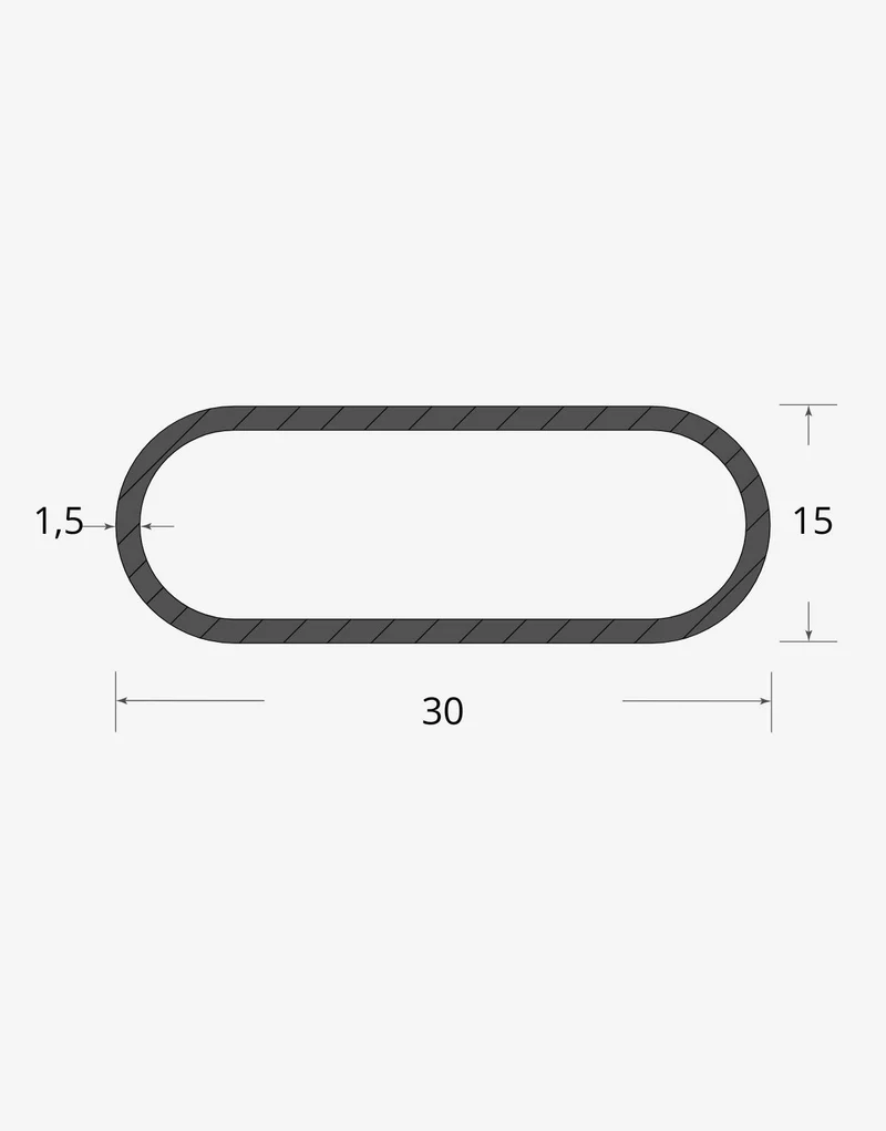 Tubolare ovale carpenteria 30x15 - 1,5mm
