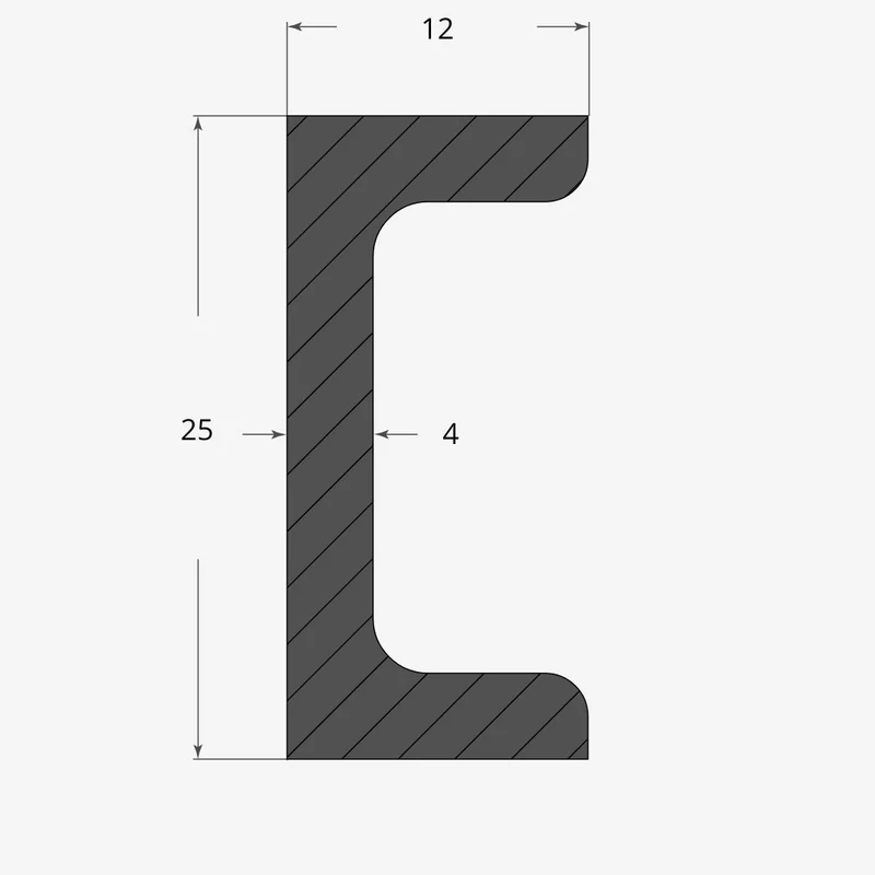 Ferro UPN 25x12mm - 4mm