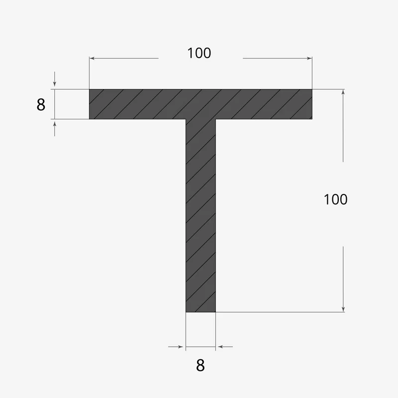 Ferro a T 100x100mm - 8mm