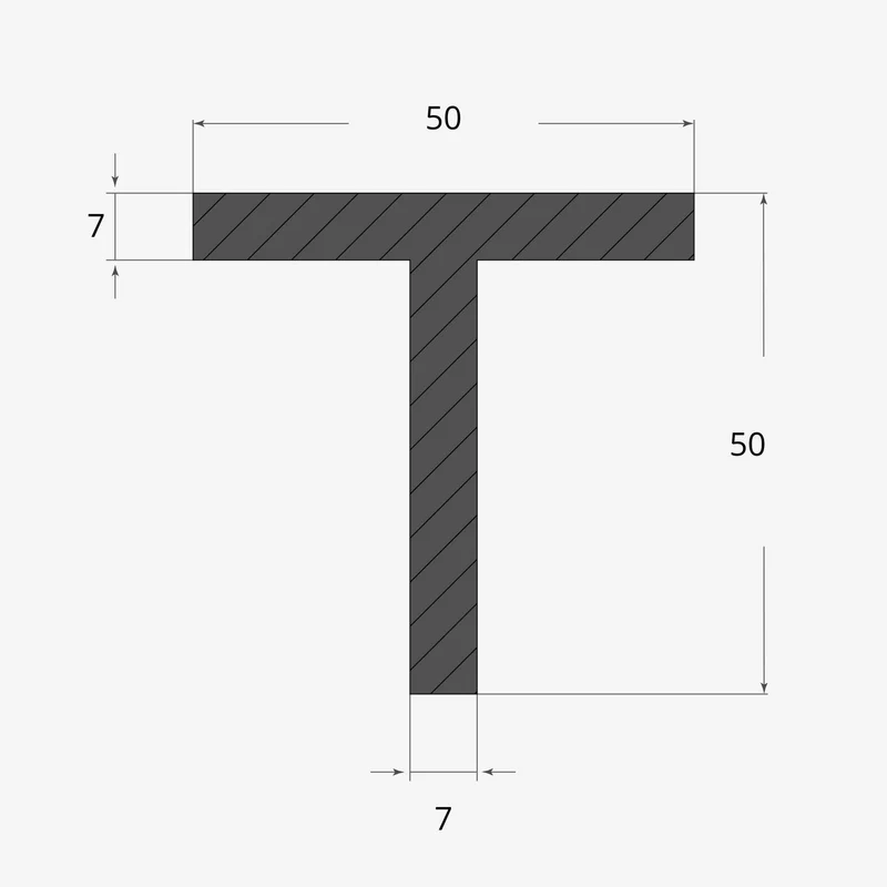 Ferro a T 50x50mm - 7mm