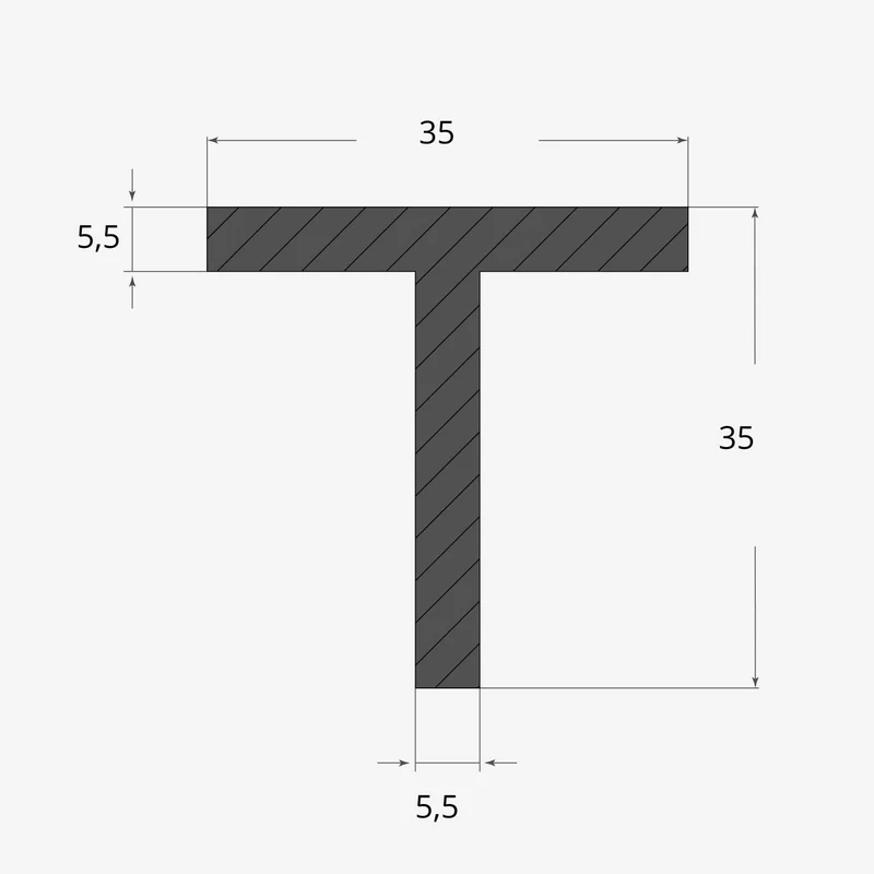 Ferro a T 35x35mm - 5,5mm