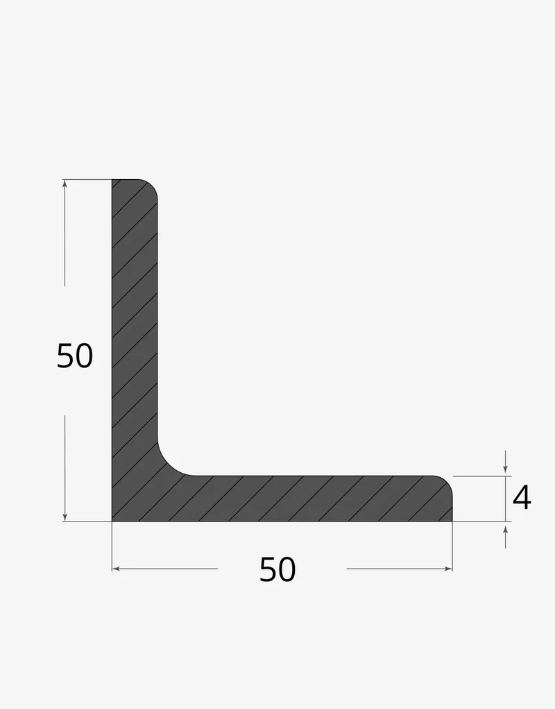 Angolari a lati uguali spigoli tondi 50x50mm - 4mm