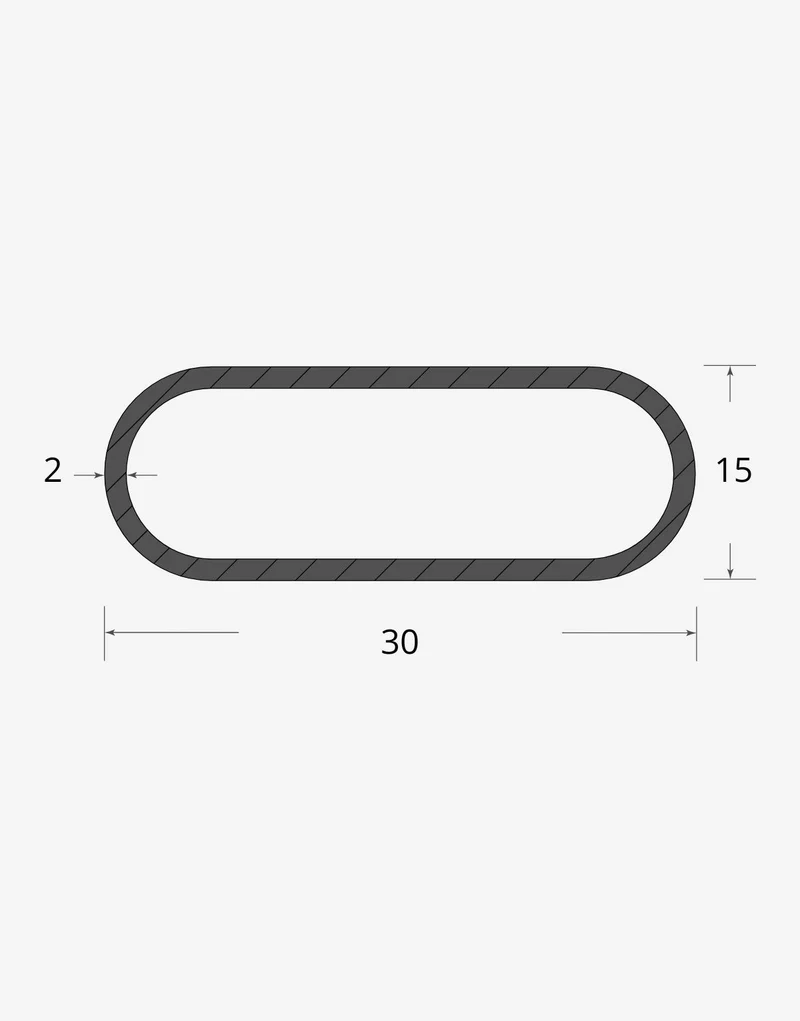 Tubolare ovale carpenteria 30x15 - 2mm