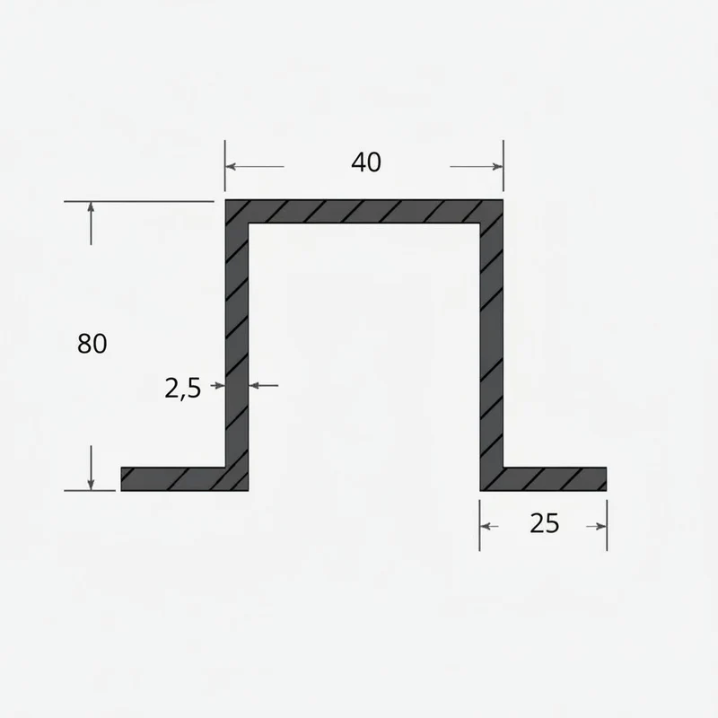 Profilati Omega Simmetrici 40x80x25 - 2mm