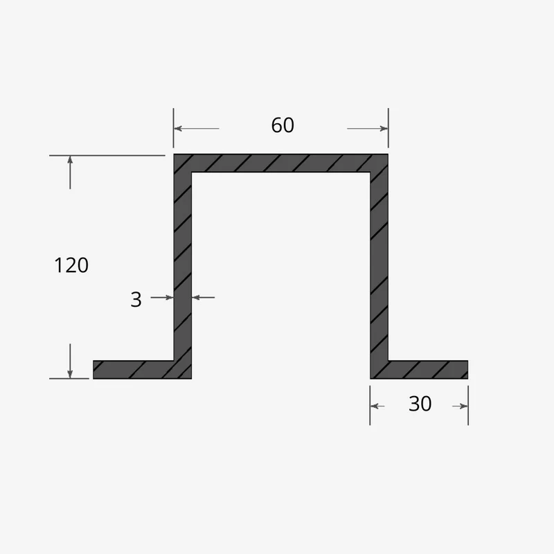 Profilati Omega Simmetrici Zincati 60x120x30 - 3mm