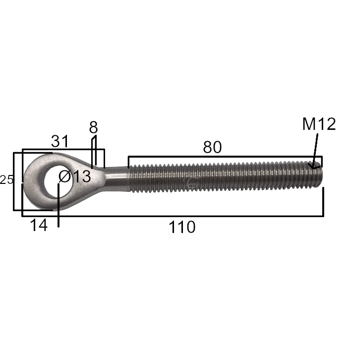 Occhiello con filettatura esterna SX – AISI 316