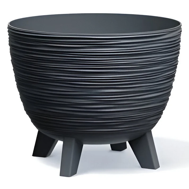 Vaso da fiori Prosperplast Furu, fioriera con piedini, vaso per piante, antracite resistente ai raggi UV, ⌀ 290 mm