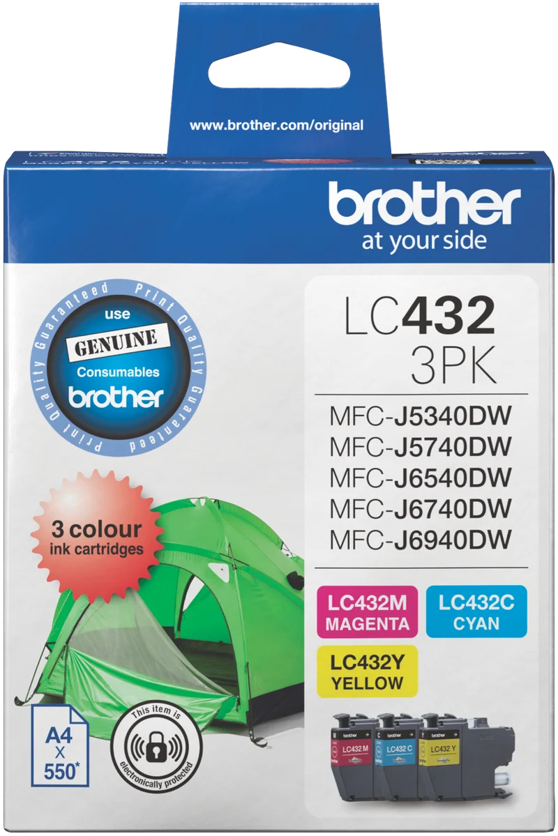 Brother LC432PK3 Colour Value Pack - Cyan, Magenta,Yellow