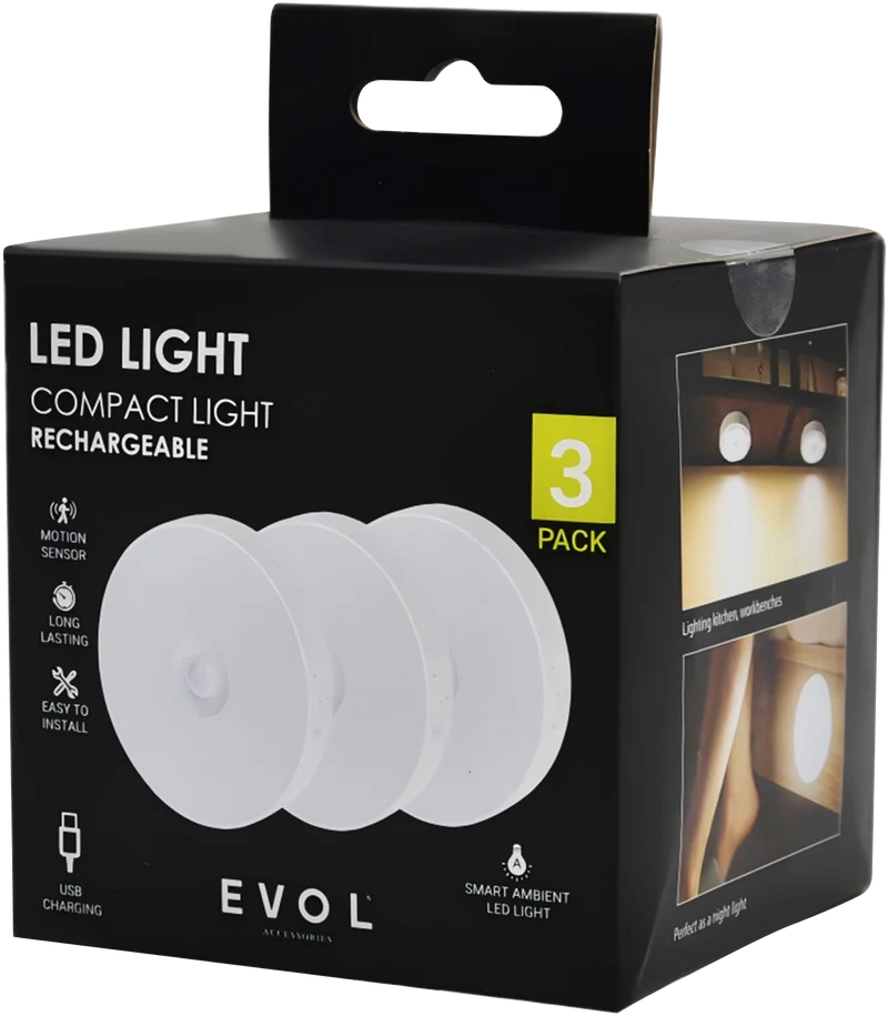 Evol Rechargeable LED Compact Light (3 Pack)