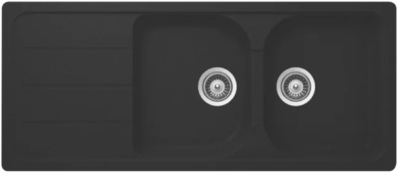 Hafele Quartz Sink Double Bowl with Drainer Onyx
